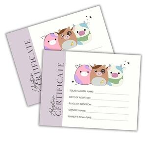 *PACKAGE OPENED* Squishmallow Adoption Certificates